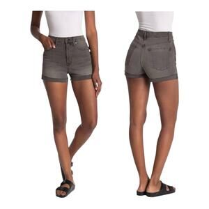 Madewell High Rise Cuffed Denim Shorts In Grey Slater Wash